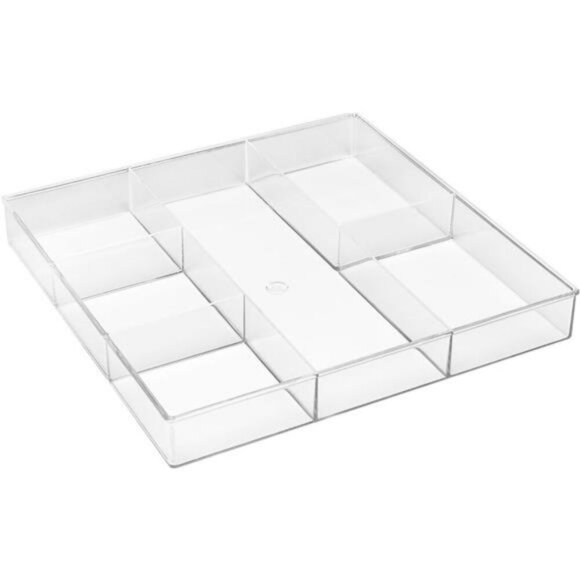 Clear Plastic Drawer Organizer 6 Section Tray for Makeup Office Kitchen - Picture 1 of 7